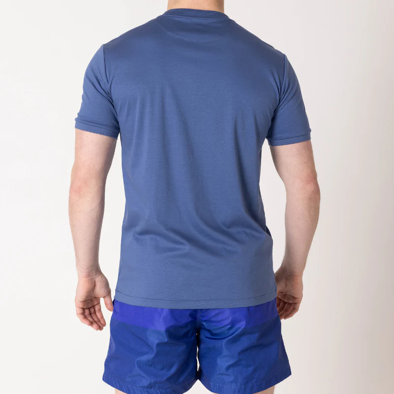 Azure Blue with Navy Pocket T-Shirt - Image 10