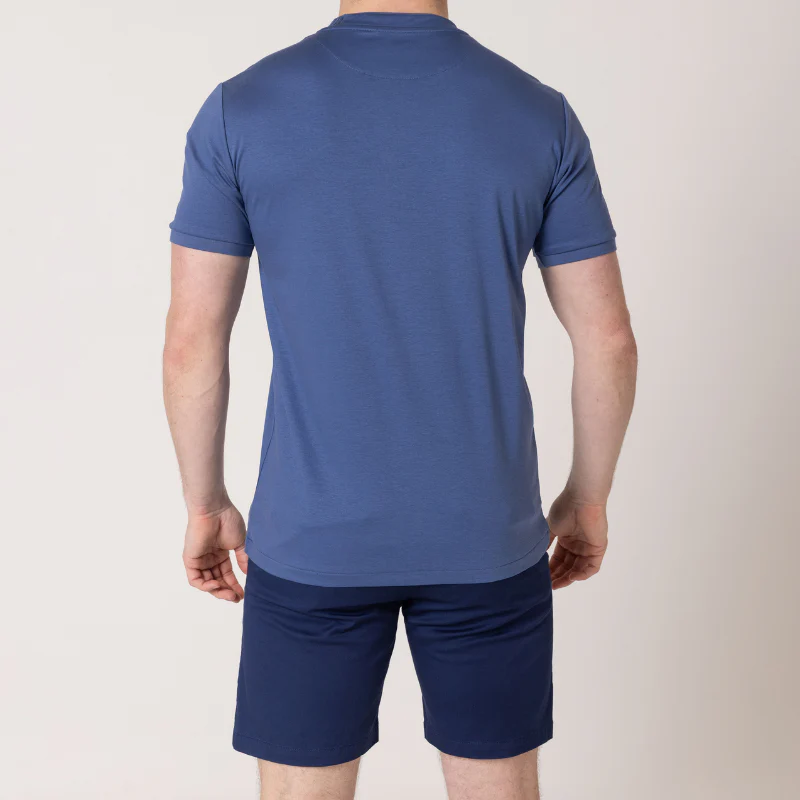 Azure Blue with Navy Pocket T-Shirt - Image 11