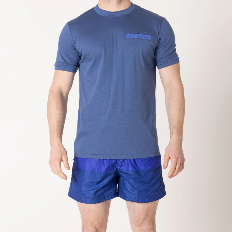 Azure Blue with Navy Pocket T-Shirt - Image 5