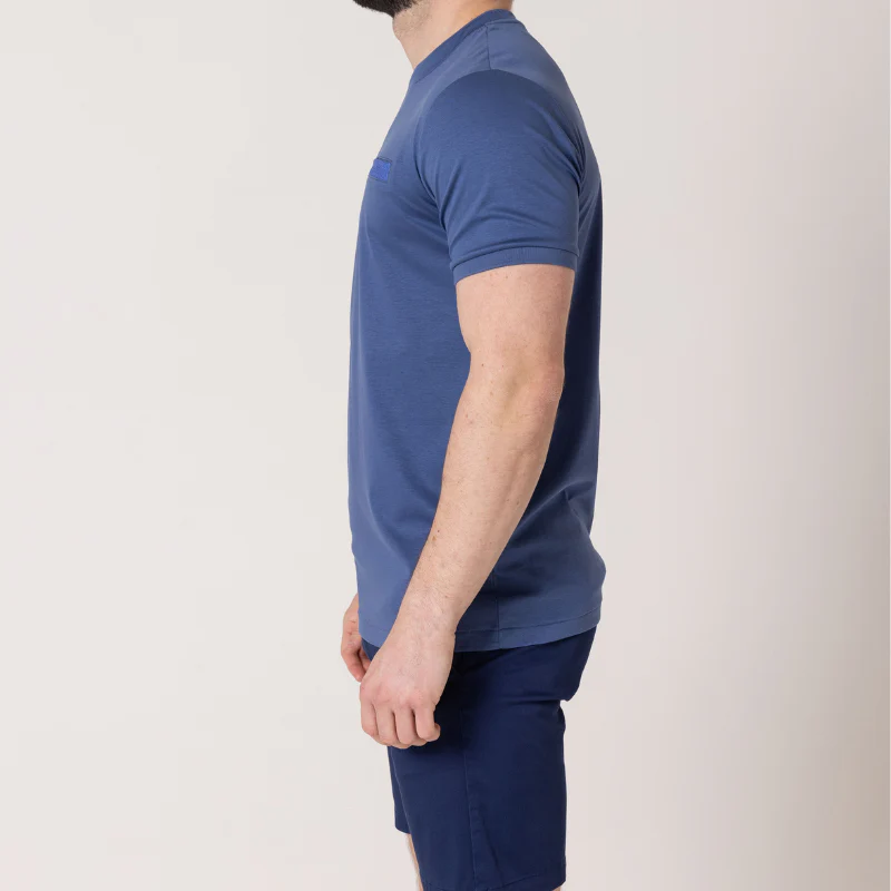 Azure Blue with Navy Pocket T-Shirt - Image 8