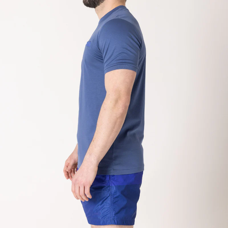 Azure Blue with Navy Pocket T-Shirt - Image 9