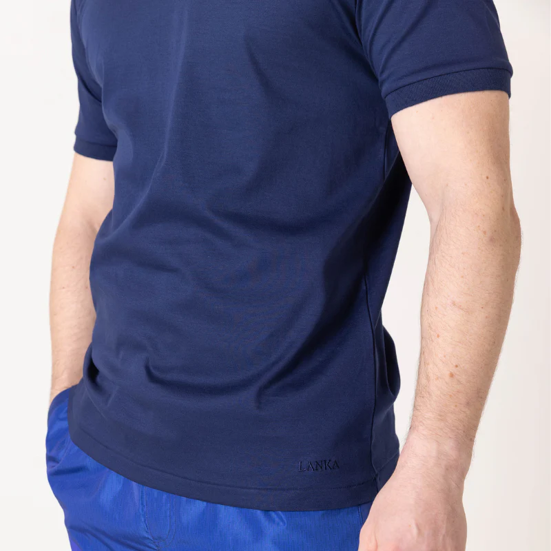 Navy with Azure Blue Pocket T-Shirt - Image 3
