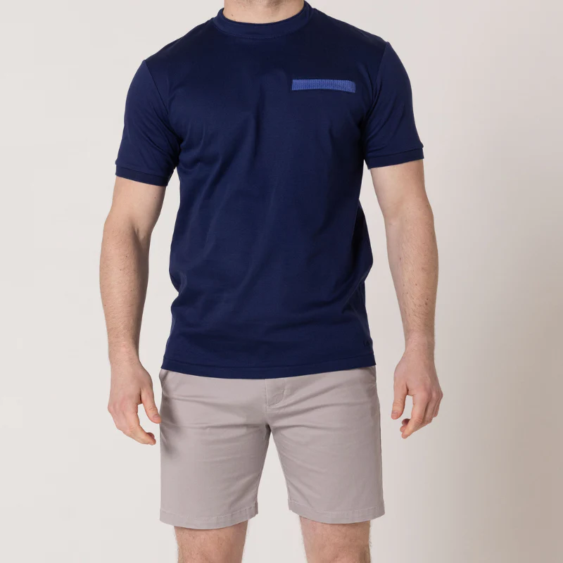 Navy with Azure Blue Pocket T-Shirt - Image 4