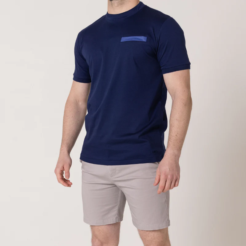 Navy with Azure Blue Pocket T-Shirt - Image 6