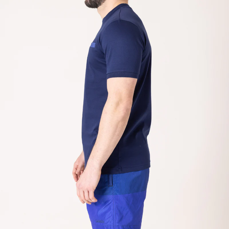 Navy with Azure Blue Pocket T-Shirt - Image 7