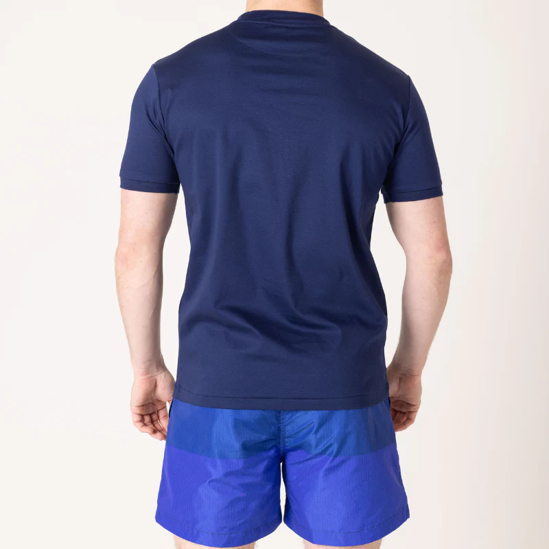 Navy with Azure Blue Pocket T-Shirt - Image 8
