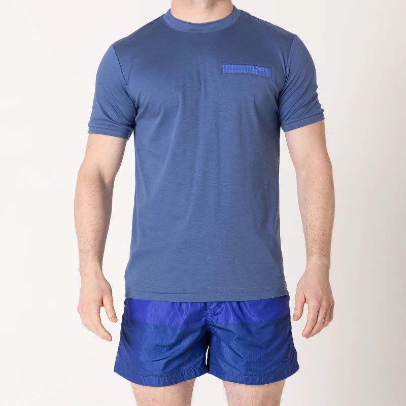 Azure|Navy Blue Split Swim Shorts - Image 4