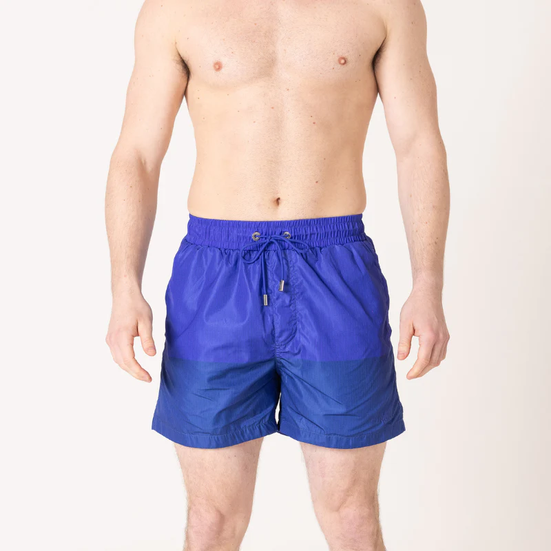 Azure|Navy Blue Split Swim Shorts - Image 5