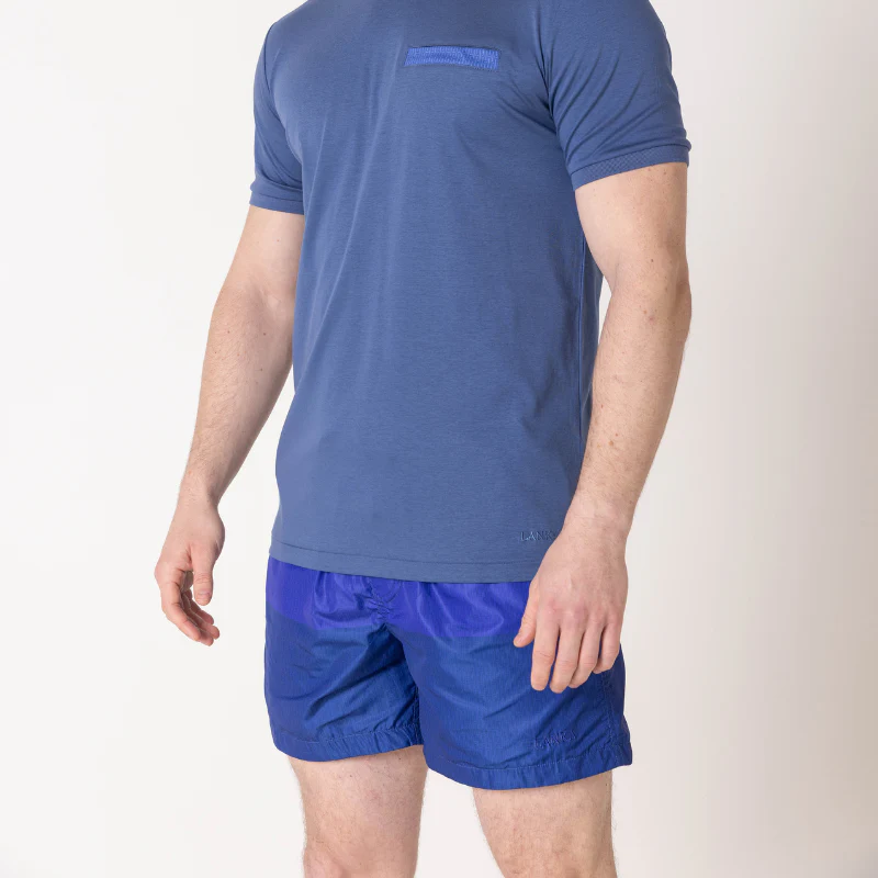 Azure|Navy Blue Split Swim Shorts - Image 6