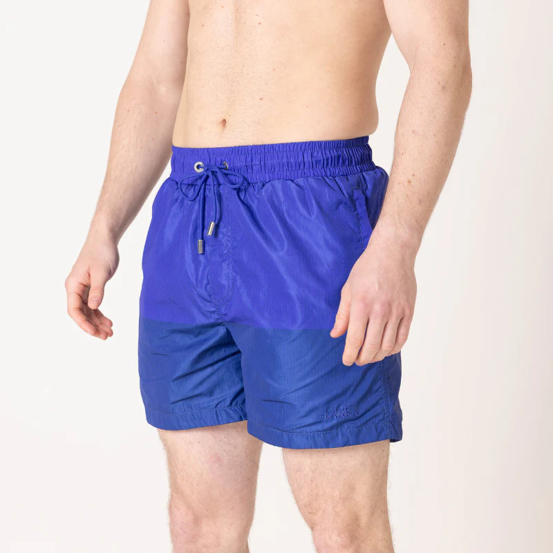 Azure|Navy Blue Split Swim Shorts - Image 7