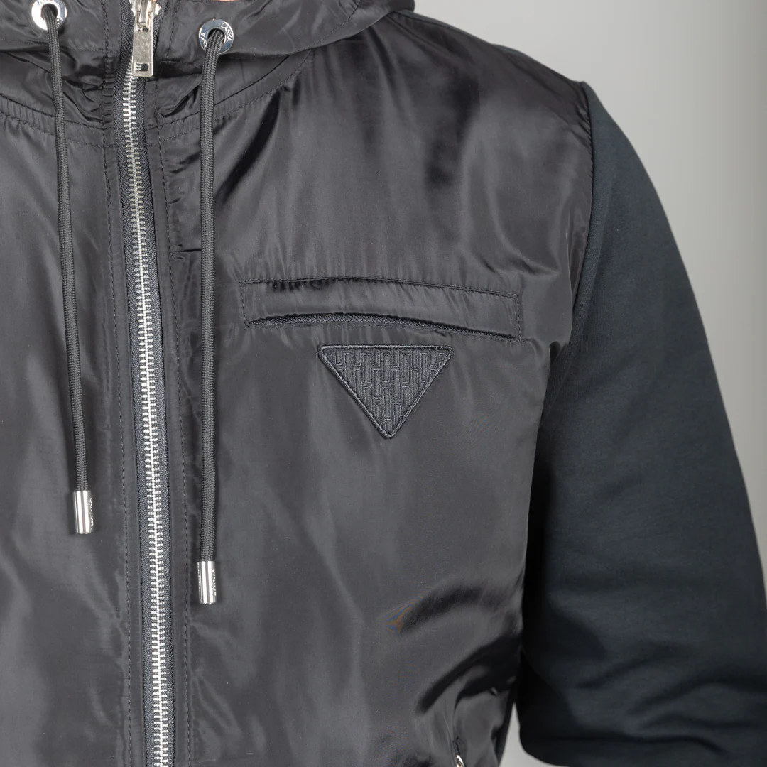 Black Hybrid Zip Hoodie - Image 3