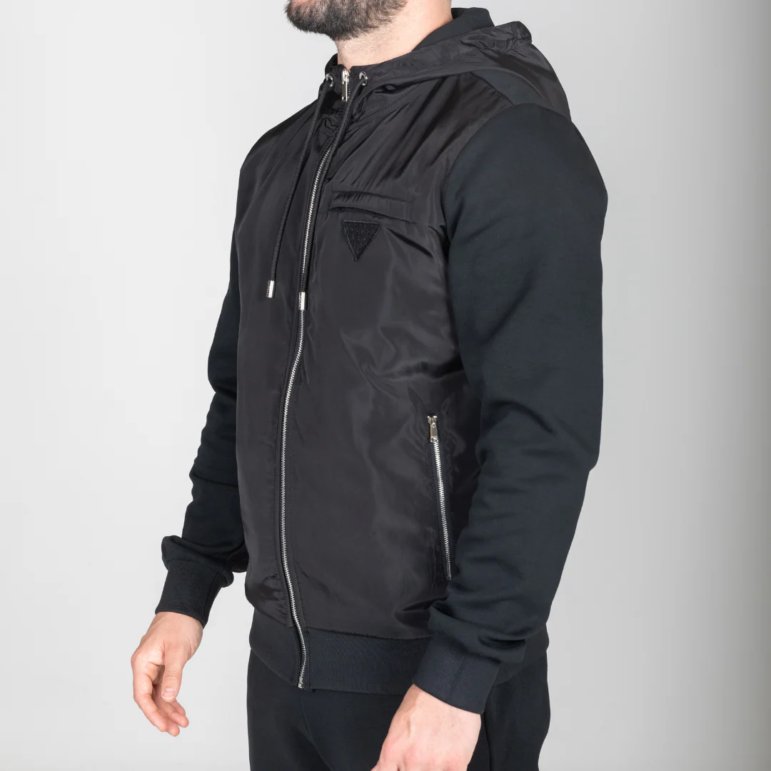 Black Hybrid Zip Hoodie - Image 4