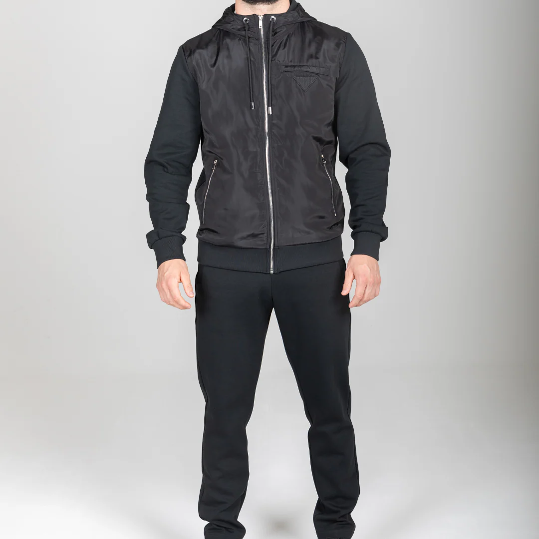 Black Hybrid Zip Hoodie - Image 7