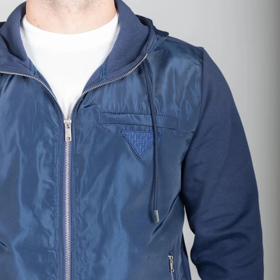 Navy Hybrid Zip Hoodie - Image 3