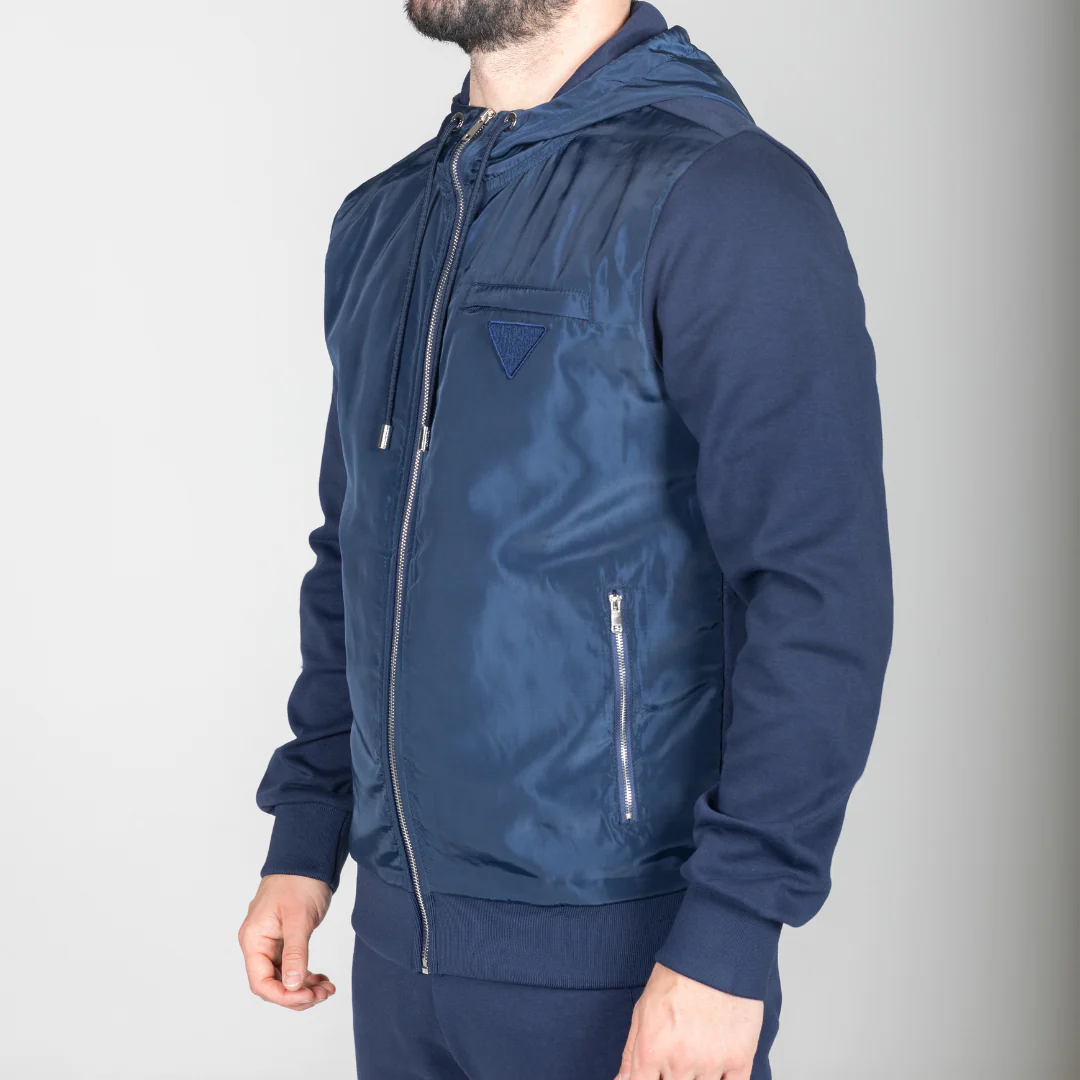 Navy Hybrid Zip Hoodie - Image 4