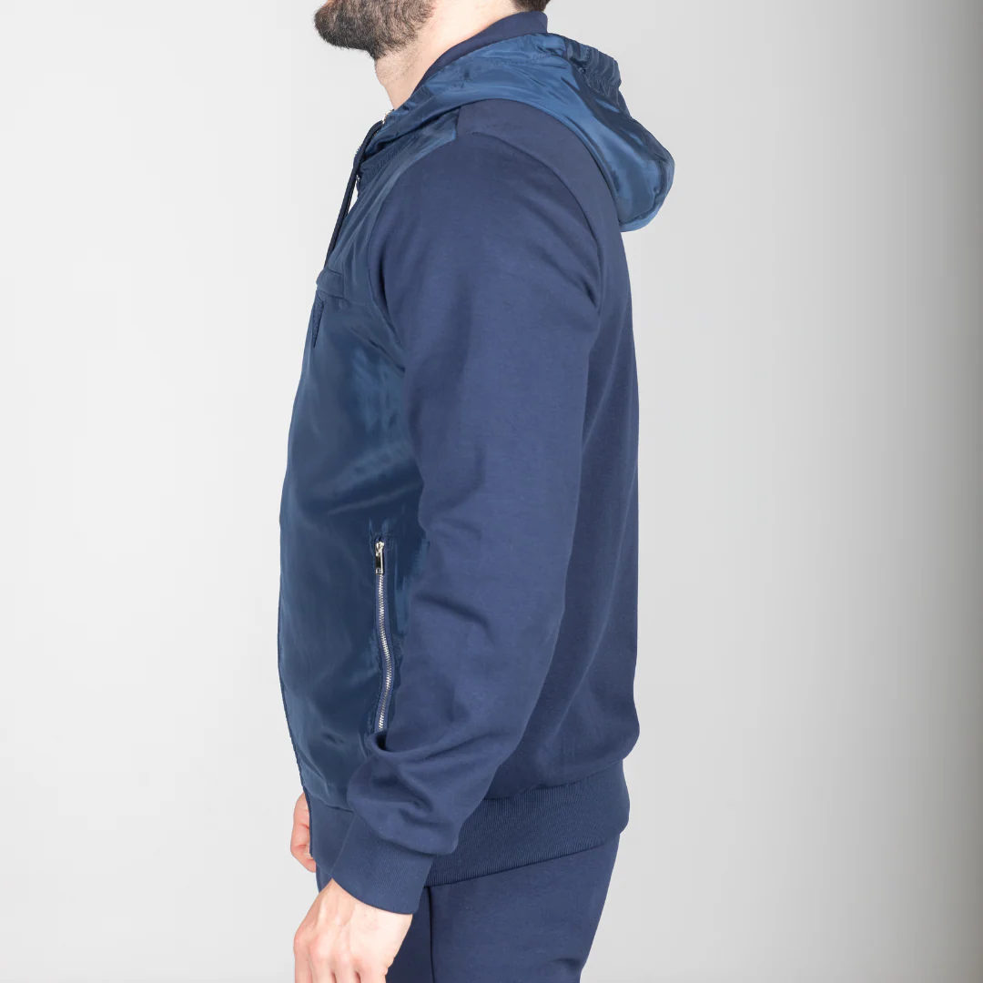 Navy Hybrid Zip Hoodie - Image 5