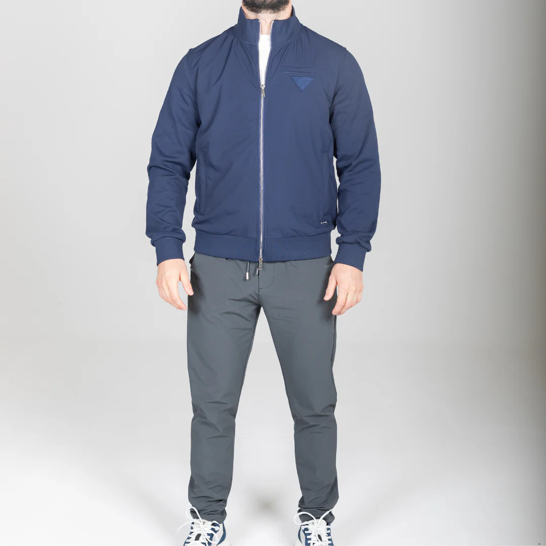 Navy Hybrid Zip Jacket - Image 6