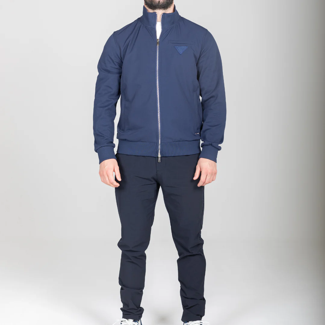 Navy Hybrid Zip Jacket - Image 7