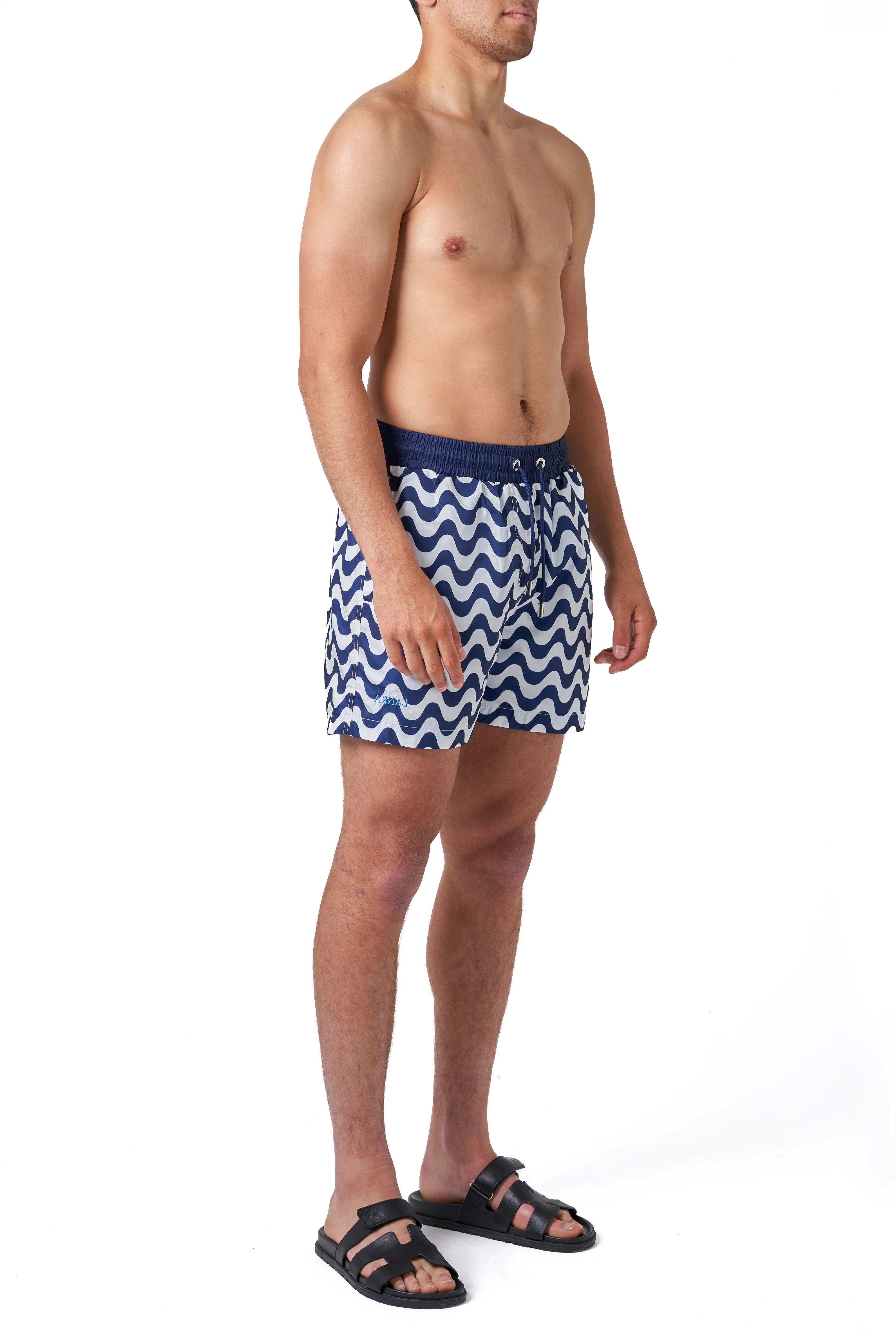 Navy Wavy Swim Shorts - Image 3
