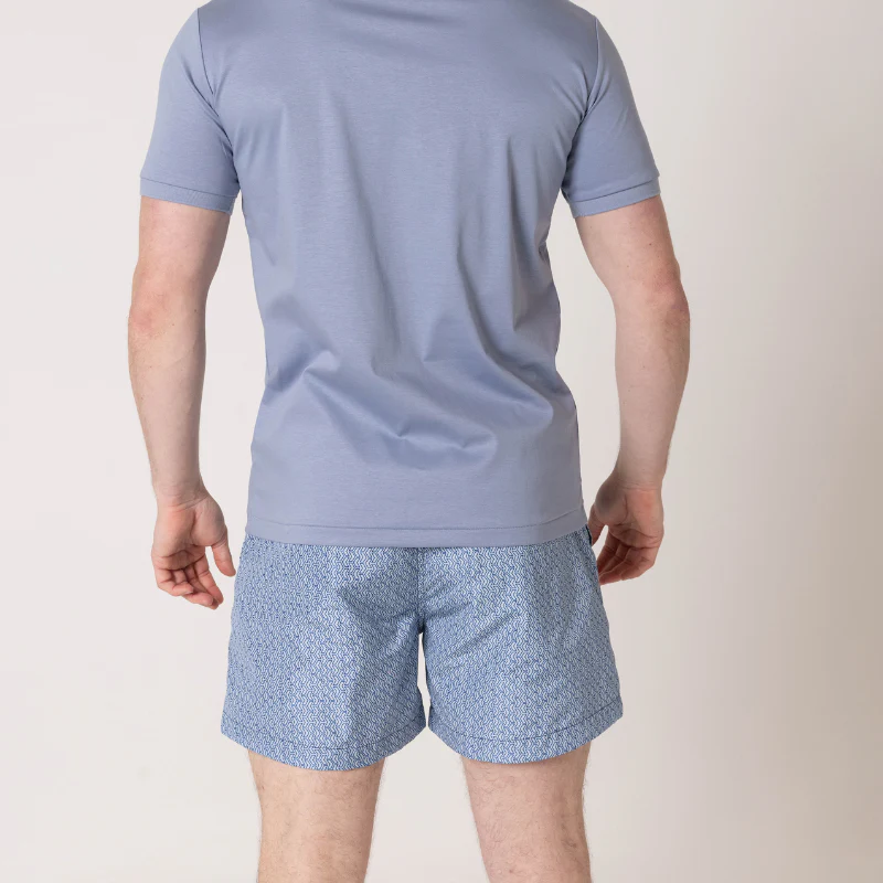 Steel Blue Patterned Swim Shorts - Image 10