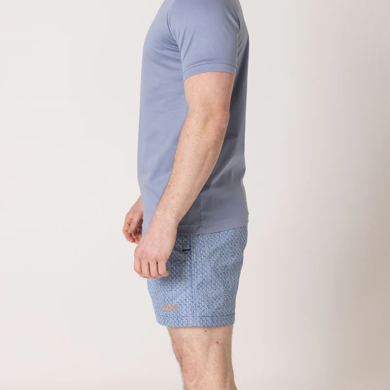 Steel Blue Patterned Swim Shorts - Image 8