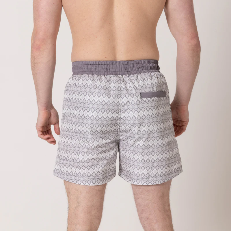 Light Grey Diamond Swim Shorts - Image 3