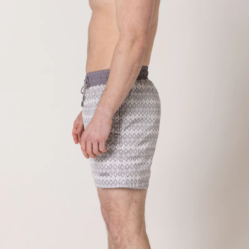 Light Grey Diamond Swim Shorts - Image 5