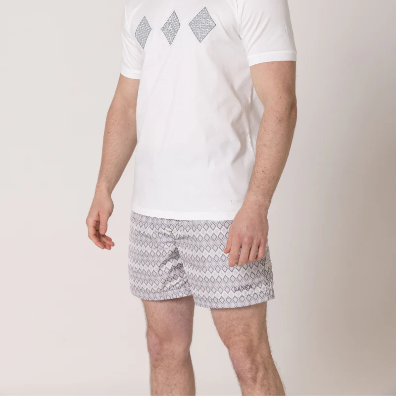 Light Grey Diamond Swim Shorts - Image 7