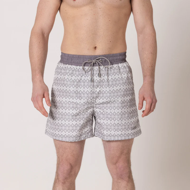 Light Grey Diamond Swim Shorts - Image 8