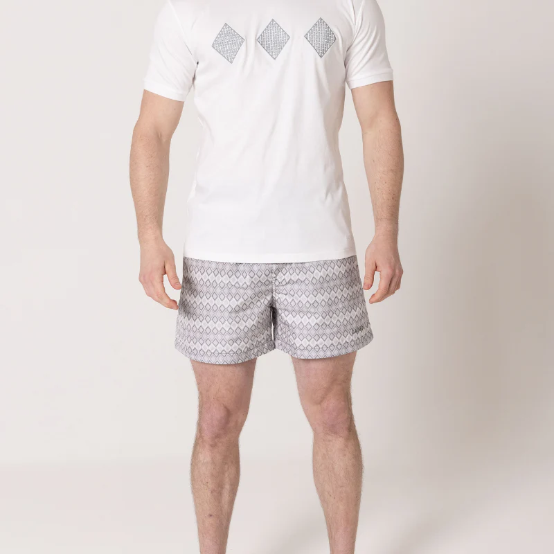 Light Grey Diamond Swim Shorts - Image 9