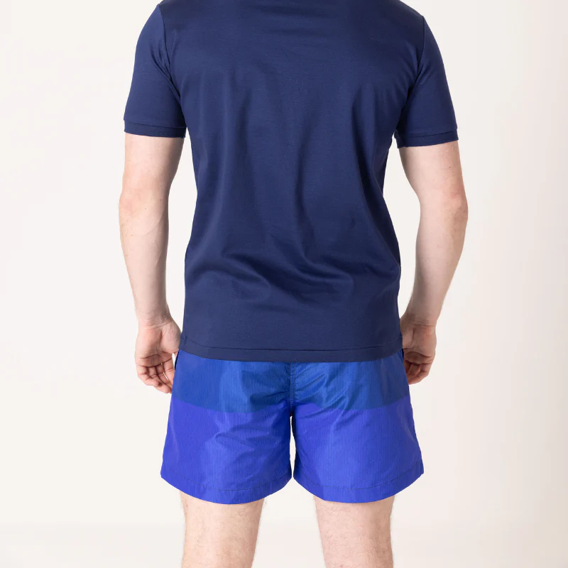 Navy|Azure Blue Split Swim Shorts - Image 10