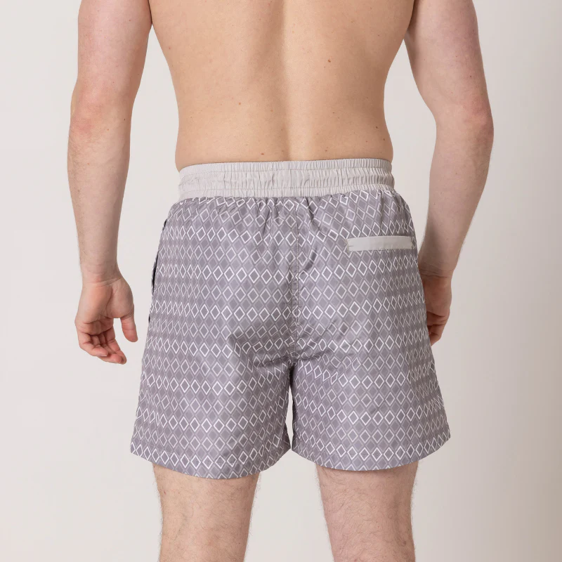 Steel Grey Diamond Swim Shorts - Image 11