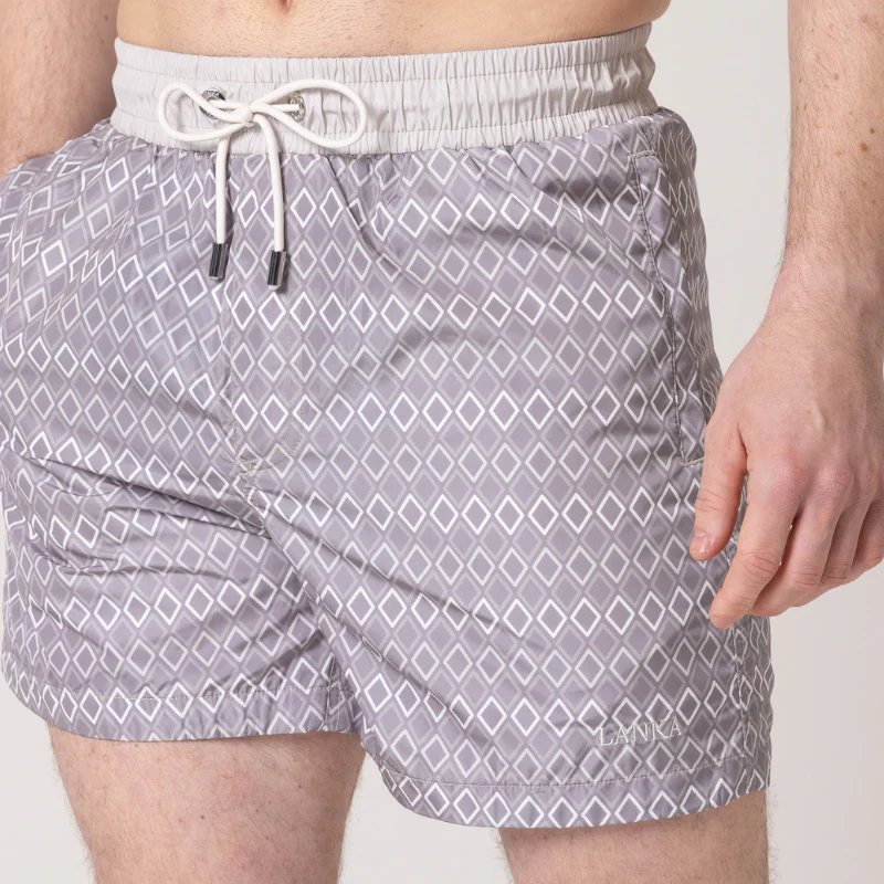 Steel Grey Diamond Swim Shorts - Image 3