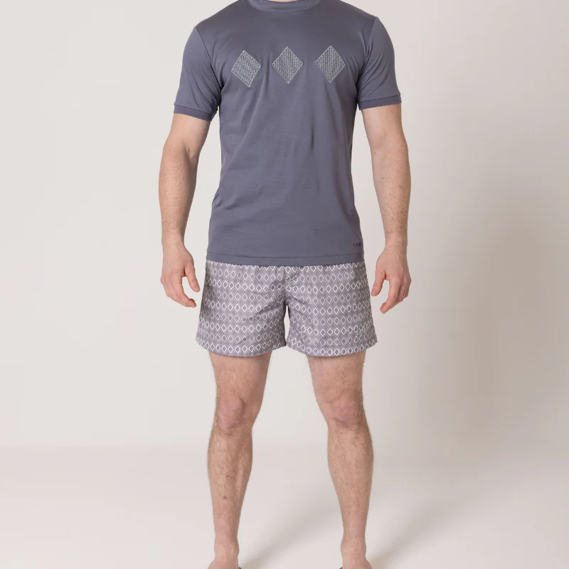 Steel Grey Diamond Swim Shorts - Image 4