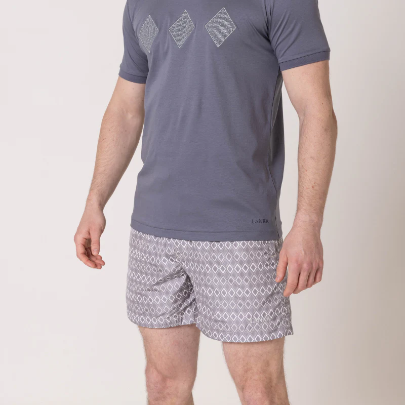 Steel Grey Diamond Swim Shorts - Image 6