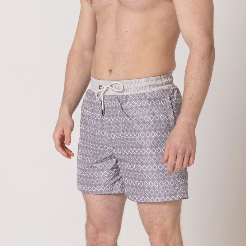 Steel Grey Diamond Swim Shorts - Image 7