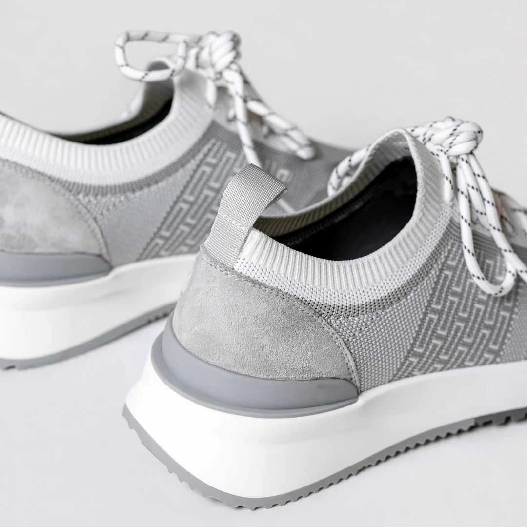 White & Grey Sky Knit Trainer - Image 10