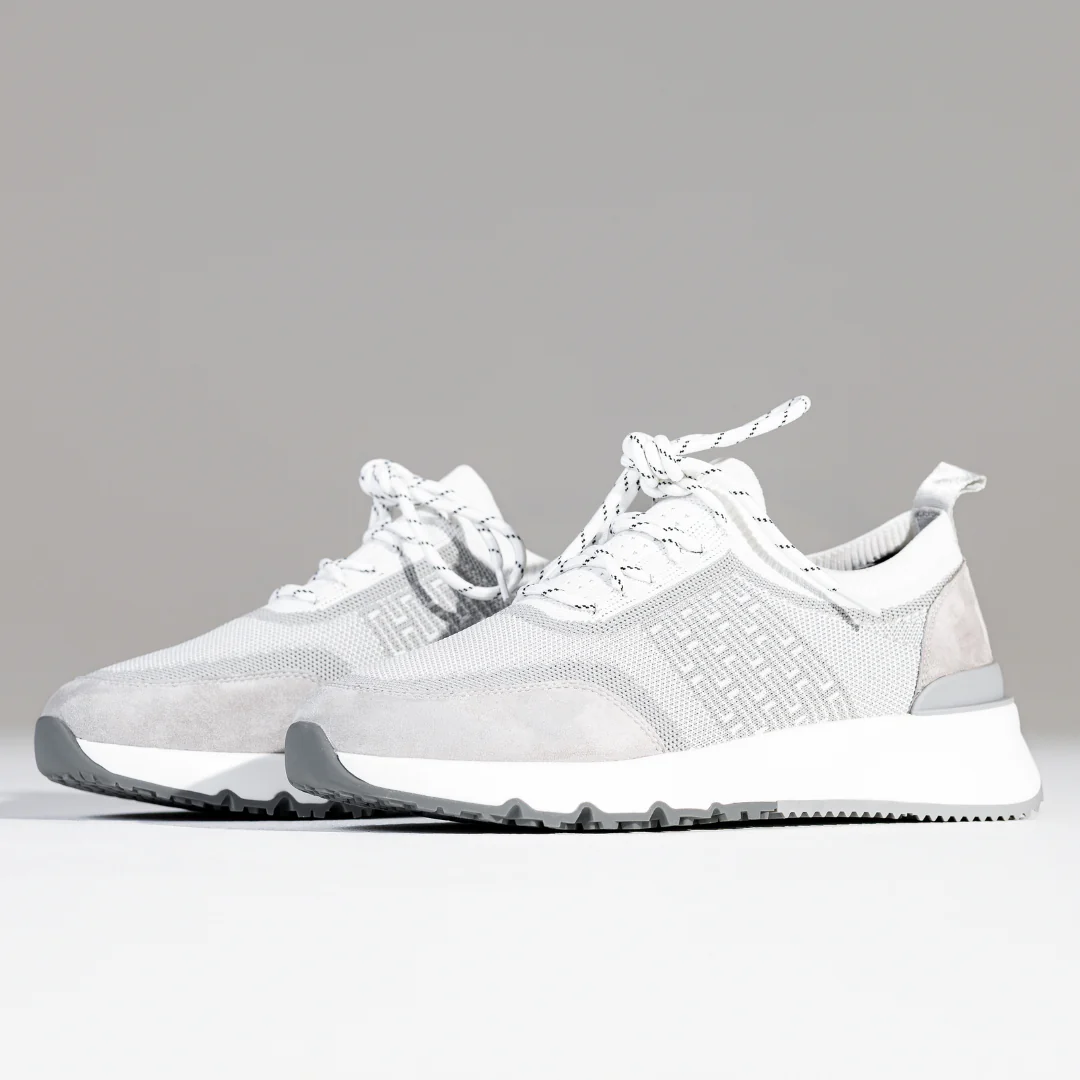 White & Grey Sky Knit Trainer - Image 3