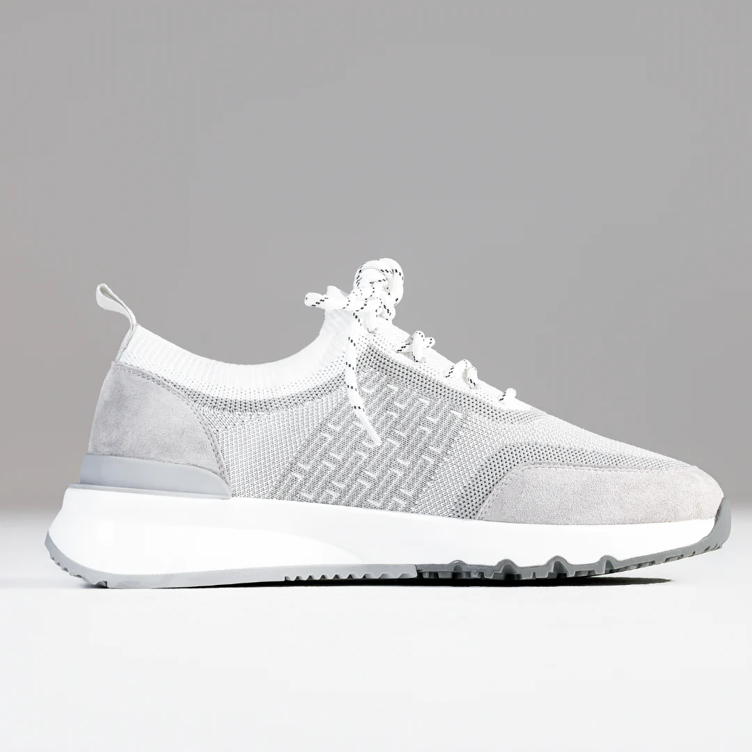 White & Grey Sky Knit Trainer - Image 6