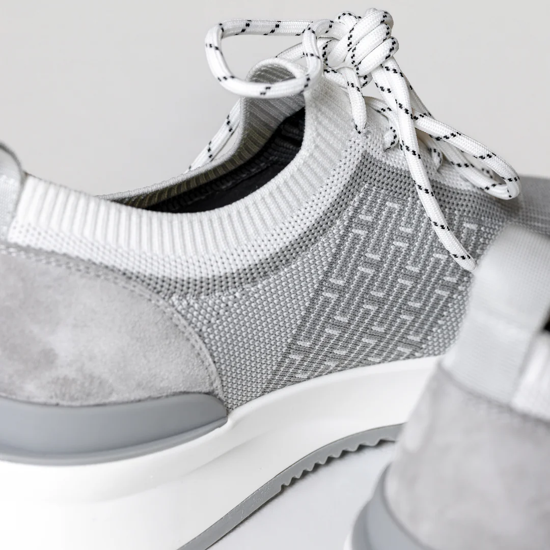 White & Grey Sky Knit Trainer - Image 7